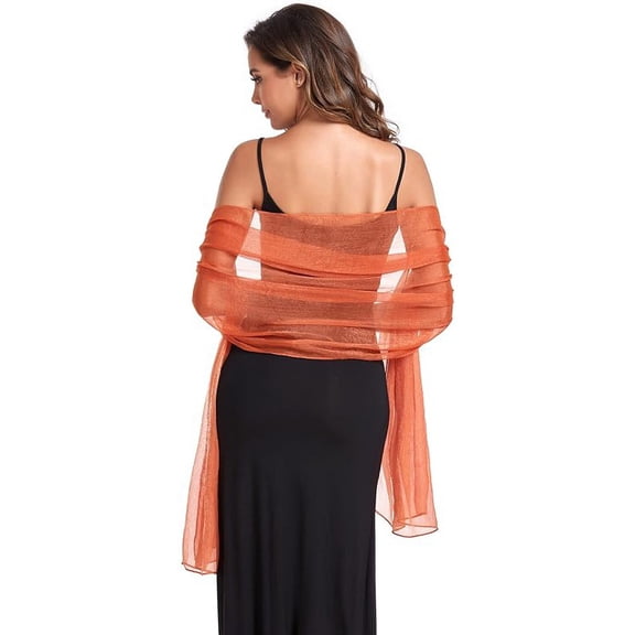 Xiao Hua Orange Transparent Chiffon Shawl Scarf -1 Piece, 78.74 × 27.56 Inches, Elegant And Lightweight Chiffon Scarf, Formal Event Banquet Bride Scarf