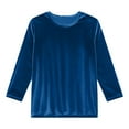 thumbnail image 6 of Huankd 2026 New Women Tops Three Quarter Length Sleeve Velvet T Shirts 3/4 Sleeves Pullover Casual Dressy Velour Tunic Blouses Blue XL, 6 of 8