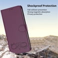 thumbnail image 6 of Wallet Leather Case For Samsung Galaxy A36 5G 6.7",With Card Holder,Wristband, Shockproof Kickstand Embossed Happy Pattern Phone Case,Purple,For Galaxy A36 (5G), 6 of 8