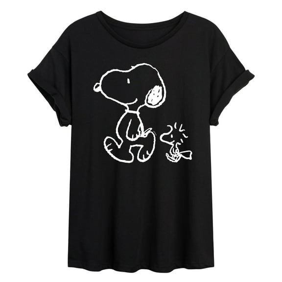 Peanuts - I'll Follow You - Snoopy & Woodstock - Juniors Ideal Flowy Muscle T-Shirt