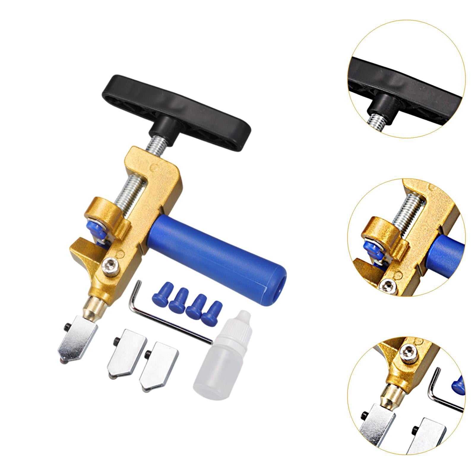 Sharprepublic Glass Cutter 2 in 1 Comfortable Gripping Glass Cutting Tool for Mirror Glass Blue