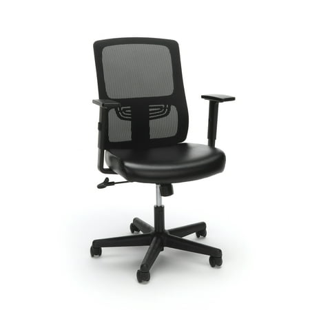 ESS-3048-BLK Office Furniture Essential Series 250 Lbs Capacity Ergonomic Mesh Chair With Black Leather