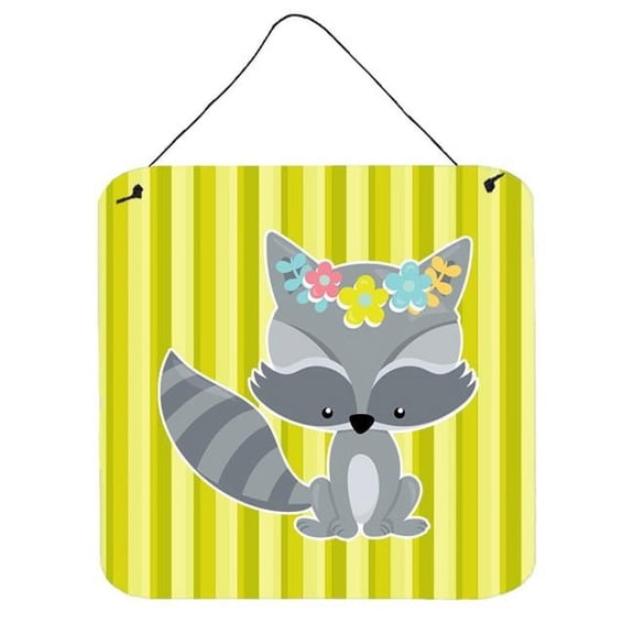 Raccoon with Flowers Wall or Door Hanging Prints