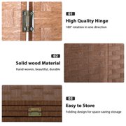 CL.HPAHKL 4 Panels Room Divider and Folding Privacy Screen, 6 ft Tall Wood Mesh Hand-Woven Design Wall Divider, Partition Room Dividers for Home Office Restaurant Bedroom