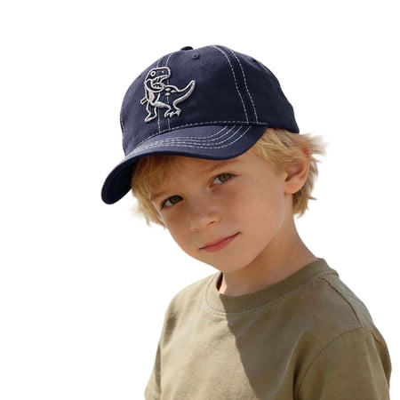 Tisuna Washed Dinosaur Baseball Cap For Kids Cartoon Adjustable Toddler Hat Fashion Retro Boys Girls Casual Golf Tennis Sun Hat Navy