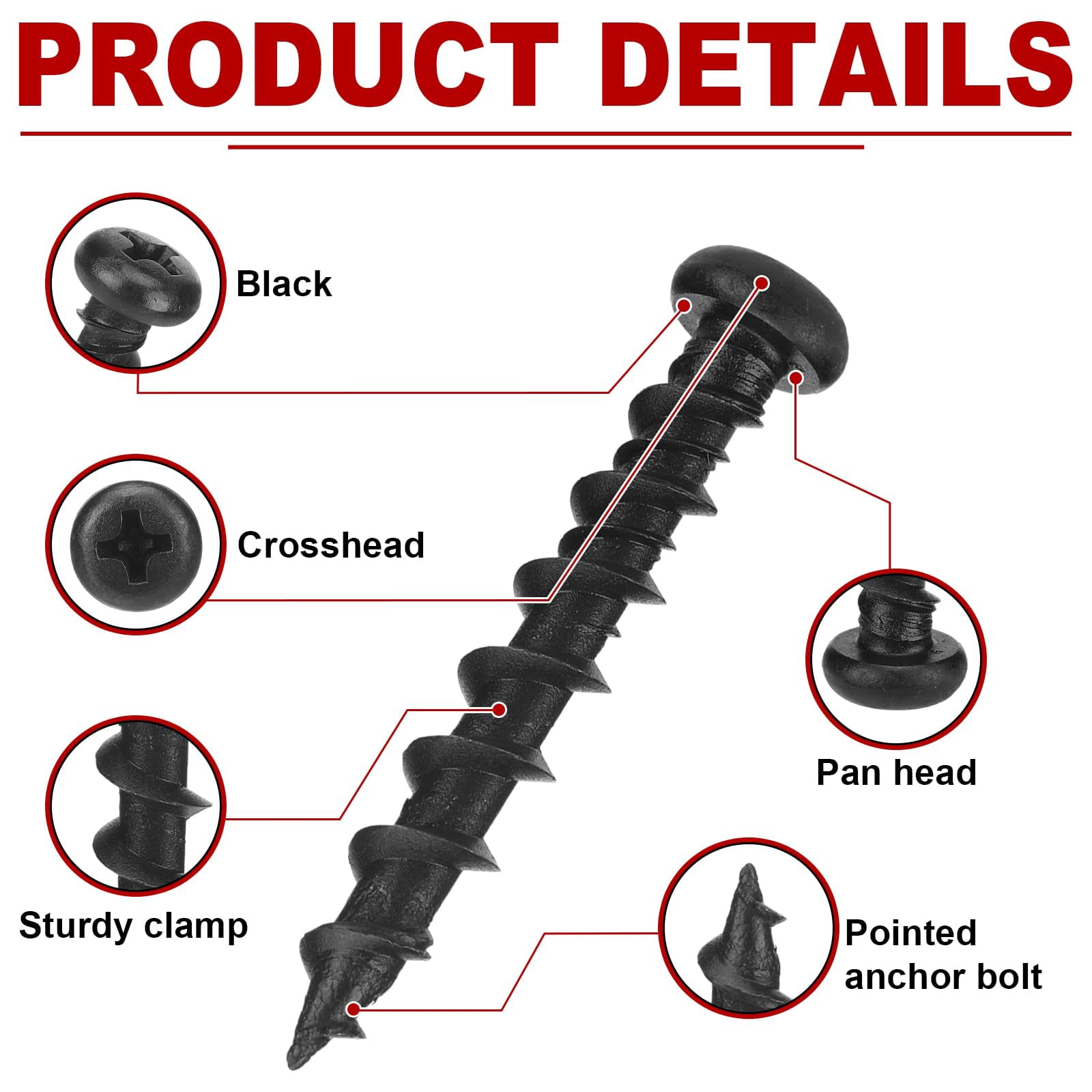 150 Pcs Drywall Anchors 1/4 x 1-1/2 Inch Black Phosphate Pan Head Light Duty Anchor Wall Anchors Self Drilling Screws for Wallboard Drywall Wood Concrete Bricks and Other Masonry Material