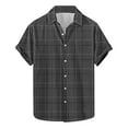 thumbnail image 2 of Awdenio Button Down Shirt Men Casual Plaid Turndown Collar Poket Casual Short Sleeve Buttons Shirt Stretchy, Comfortable Fit for Summer, 2 of 5