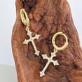 thumbnail image 4 of SFTING Hoop Earrings for Women Cross 5A CZ Gothic Pendant 18K Gold Plated Jewelry Gift for Her, 4 of 7