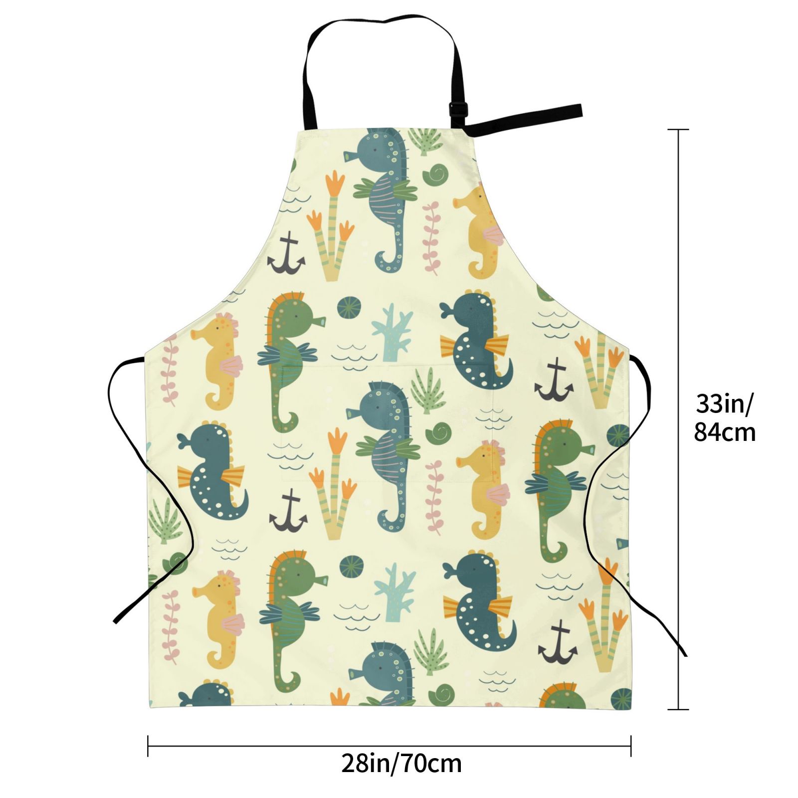 Kdxio Seahorse Apron with Pockets Adjustable Kitchen Aprons for Men Women Waterproof Aprons for Cooking,Drawing,Crafting, Baking Household Cleaning