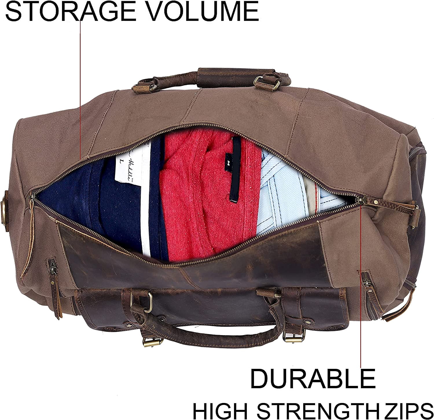 24" Genuine Leather Duffel | Travel Overnight Weekend Leather Bag | Sports Gym Duffel for Men Travel Duffel
