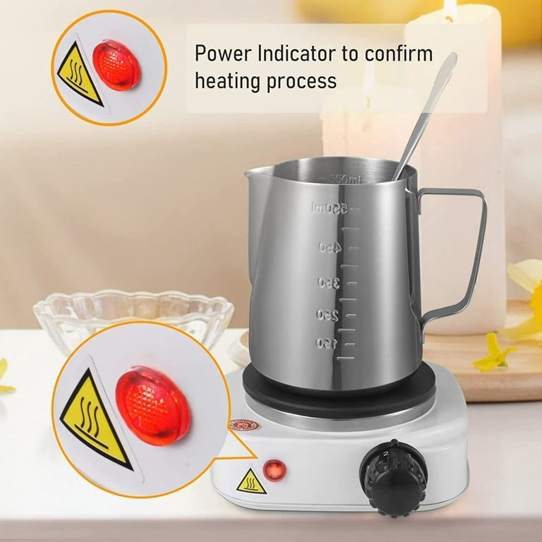 DIY Candle Making Kit Candle Making Pouring Pot with Wax Melter Electric Hot  Plate, Candle Warmer Plate with Stainless Steel Spoon Candle Making Supplies  for Adults and Beginners Pouring Spout Design 