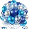 thumbnail image 1 of Yanonmyfd 60PC Rainbow Balloons Set, Colorful Balloons, 12 Inch Bright Color Yellow Orange Hot Pink Teal Blue Confetti Balloon Helium for Rainbow Wedding Day Birthday Party decorations,Blue Silver, 1 of 30