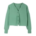 thumbnail image 3 of Baberdicy Women's Single Breasted Knit Cardigan, Solid Color Casual Button down Open Front Sweater , Single-Breasted Knit Cardigan, Solid Button-Front Sweater, Casual Top Green L, 3 of 5