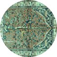 thumbnail image 1 of Ahgly Company Machine Washable Indoor Round Animal Turquoise Blue Traditional Area Rugs, 6' Round, 1 of 4