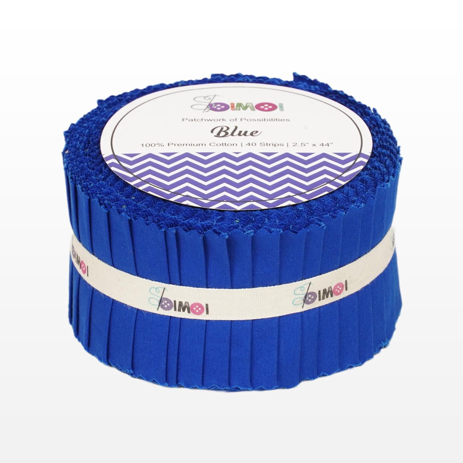 Soimoi Solid Jelly Roll Fabrics for Quilting 40 Strip 2.5" Cotton Strips Bundles, Perfect Quilting for Craft Project, Precut Quilt Fabirc, Cotton Strips for Home Decor, Rugs - Blue