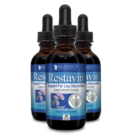 Restavin | Support for Restless Legs | Fast, Natural Liquid Formula | Iron, Magnesium, Turmeric, B-Vitamins & More | 3-pack