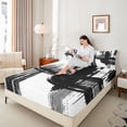 thumbnail image 3 of Erosebridal Neutral Art Queen Sheet Sets,Modern Stripe Aesthetic Bed Set For Teens 4 Pieces, 3 of 6