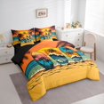 thumbnail image 2 of Castle Fairy Retro Sunset Surfboard 7-Piece Twin Bedding,Palm Wave Beach Graphic Bedding Comforter Set,Orange Teal,Black Reversible, 2 of 7