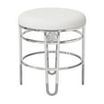 thumbnail image 6 of Hillsdale Dessa 18" Faux Leather & Metal Vanity Stool in White/Silver Chrome, 6 of 16