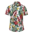 thumbnail image 1 of Camisa hawaiana de manga corta para hombre, corte holgado, estampado floral, camisa hawaiana con botones para playa y crucero tropical, 1 of 6