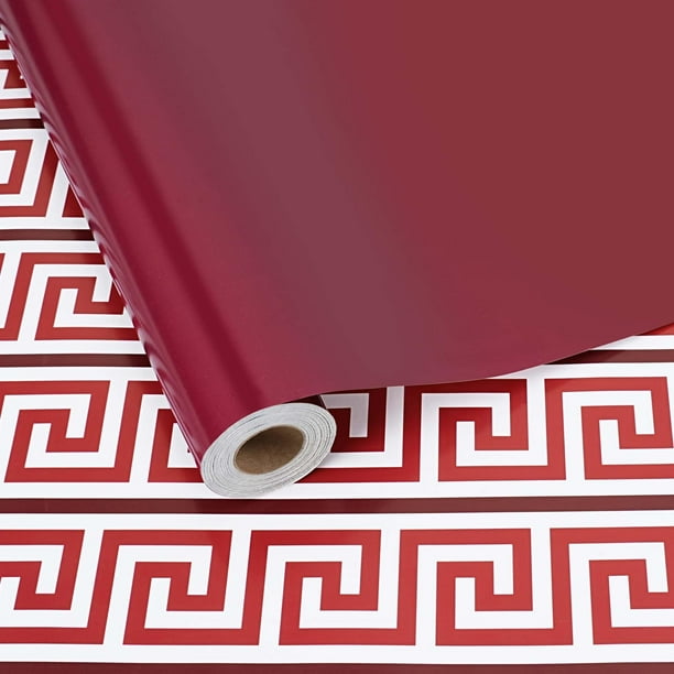Papel de Regalo BIOBROWN Clave Griega Burdeos Rollo de 43x1005 cm