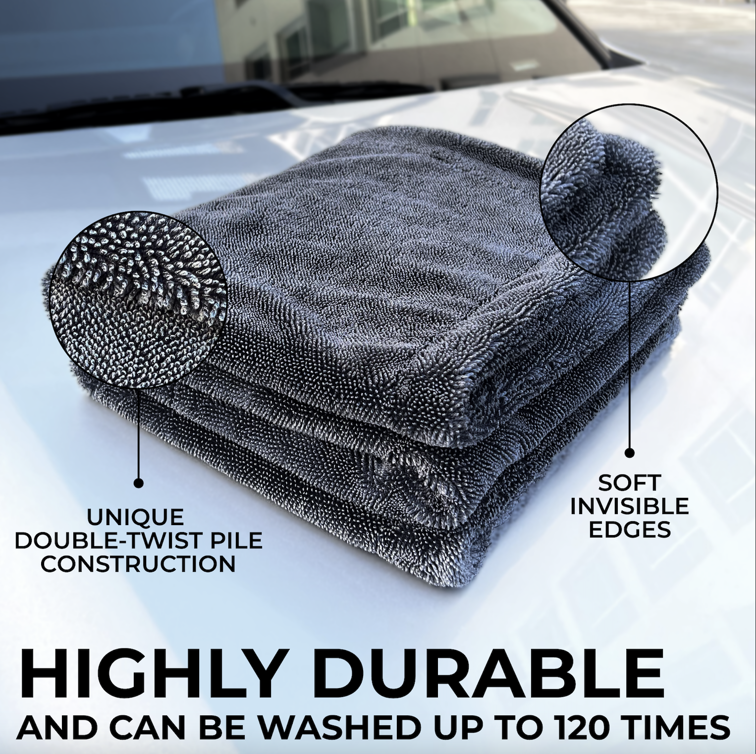 WEST BROS Microfiber Car Drying Towel 40x24 Gray photo 7
