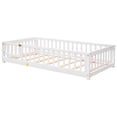 thumbnail image 5 of Twin Size Floor Bed Frame, Wood Montessori Bed Frame with Fence and Door, No Box Spring Needed, White, 5 of 7