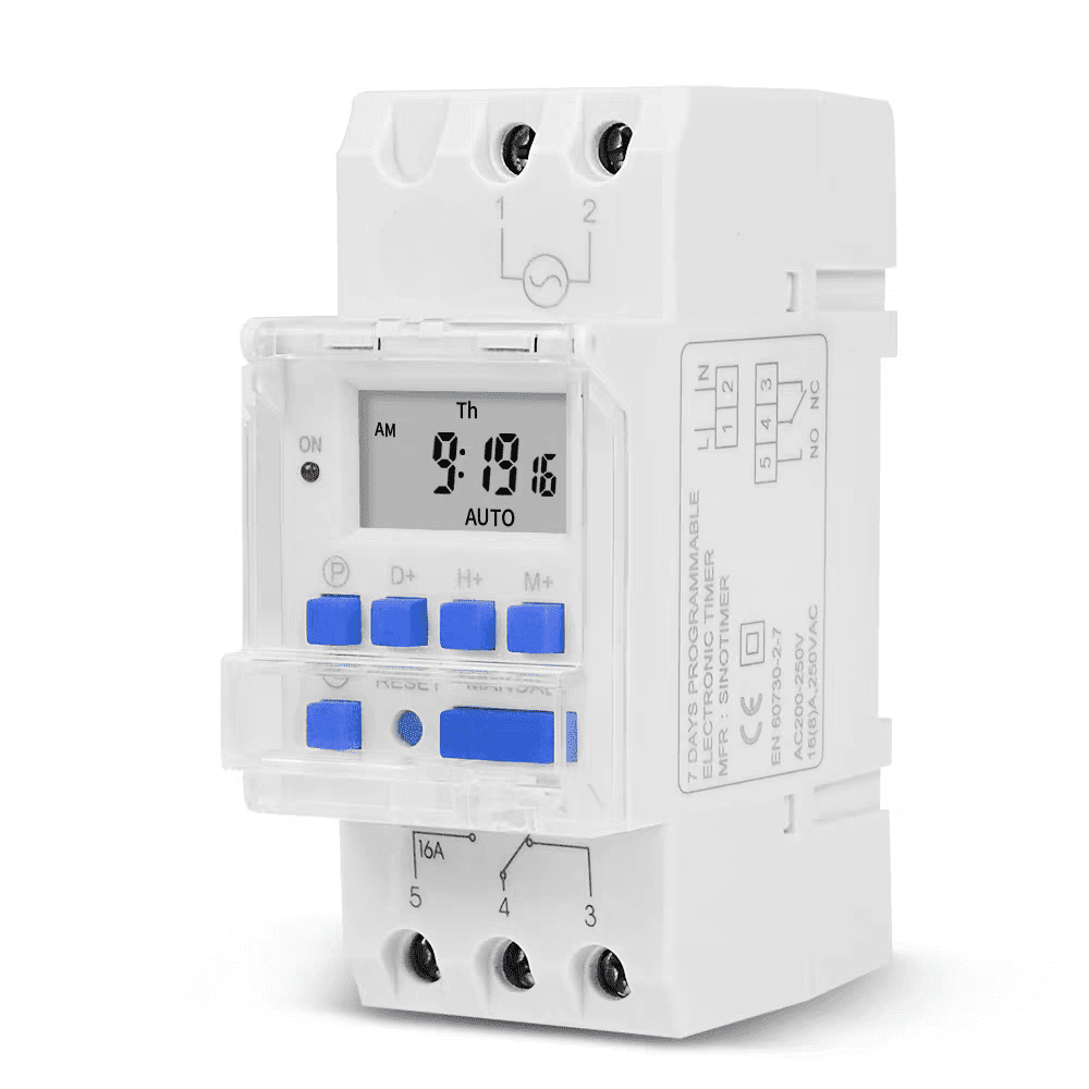ATO 15A Digital Timer Switch 220V AC, 35mm DIN Rail 16 ON/OFF, LCD, - for Lighting, Agriculture & Industrial Equipment