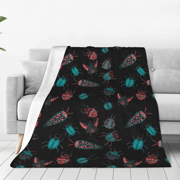 Balery Colorful Insect Manta de Felpa Suave y Acogedora – Cobija de Franela Aterciopelada para Cama, Lavable y Cálida para Sofá, Mascotas, Transpirable-50"x40"