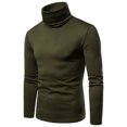 thumbnail image 1 of ITFABS Men Long Sleeve Pullover, Turtle Neck T-shirt, Solid Color Slim Fit Tops, 1 of 3