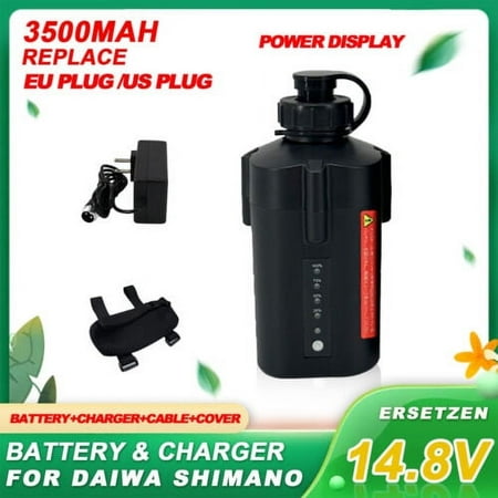3500mAh Electric Fishing Reel Battery+Charger+ Cover For Daiwa 600MJ Shimano 1000