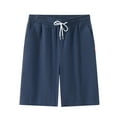 thumbnail image 1 of Gibobby Men's Linen Shorts Summer Beach Casual Drawstring Shorts with Multi Pockets[Blue,XL], 1 of 8