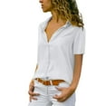 thumbnail image 1 of EQWLJWE Chemises à Manches Courtes pour Femmes Mode Décontractée Coupe Ample Boutonnée Légère Col en V Blouse Col Rabattu Liquidation, 1 of 7