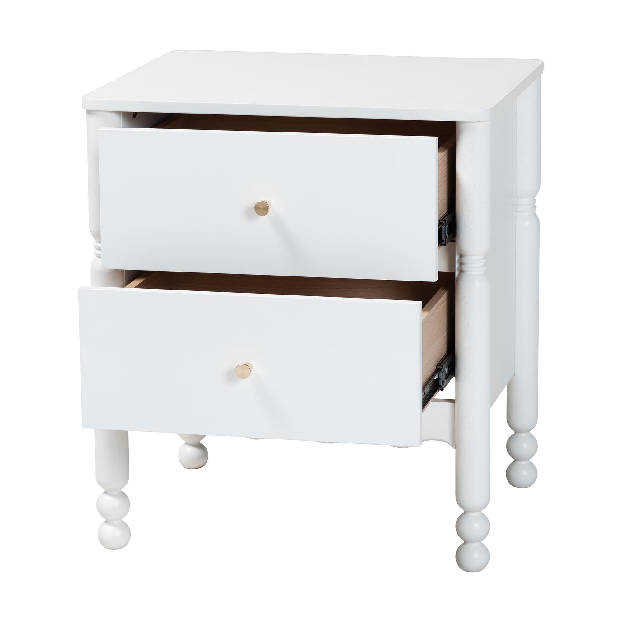 Baxton Studio Hoffman Modern Farmhouse Nightstand, 2-Drawer, White