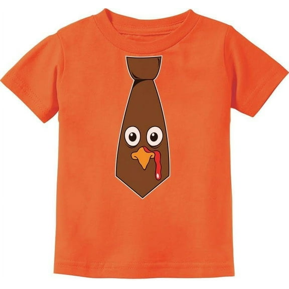 Tstars Thanksgiving Shirts for Boys Girls Funny Turkey Face Tie Toddler Kids Shirt 2T Orange