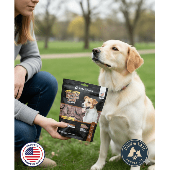 Elite Treats Chicken Gizzard Chips Dog Treats Perfect Training Treats 6 oz. Bag