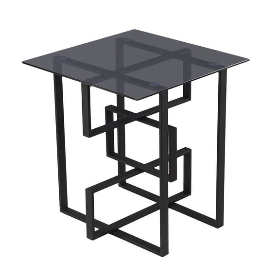 SEI Clanlin Glass-Top Accent Table in Black Color