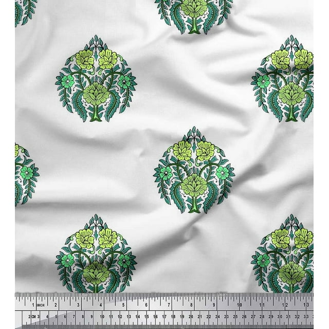 Soimoi Poly Georgette Tissu Feuilles & Floral Bloc Tissu Imprimé 1 Yard 42 Inch Wide