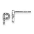 thumbnail image 4 of 14K White Gold Diamond Initial P Earrings (0.078Ct), 4 of 4