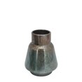 thumbnail image 1 of Benzara BM190498 Vase en Métal Style Rustique avec Dessus Rond et Corps Évasé - Bronze et Bleu - Petit, 1 of 1