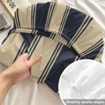 thumbnail image 4 of Full Size Fitted Sheet Set - Navy Blue Stripes 3 Piece Bedding Sets 16" Deep Pocket Fitted Sheet with 2 Pillowcases, Modern Striped Cream Brushed Microfiber Hotel Luxury Bed Sheets, 4 of 9