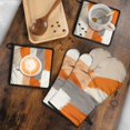 thumbnail image 5 of Orange and Grey Abstract Art Artwork Kitchen Oven Mitt and Pot Holder Sets 4 Pcs for Baking, Cooking and Grilling, Heat Resistant Up To 392 °F, 5 of 7