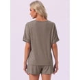 thumbnail image 4 of DARING DIVA Women's Pajama Set Round Neck Rolled Cuffs Top with Shorts M Charcoal Gray, 4 of 7
