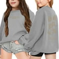 thumbnail image 4 of HXWCHs Girls' sweatshirts Girls Winter Casual Wear Round Neck Pullover Hoodie and Sweatshirt Soft Comfortable Daily Outfit for Ages 3 to 14 Years Grey 13-14 Years, 4 of 6
