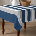 thumbnail image 4 of Navy Blue Grey Stripe Table Cloth Waterproof Tablecloths, Farmhouse Modern Art Striped Tablecloth Dining Table Cover for Kitchen Party Tabletop Outdoor, Square Tablecloth 60x60 Inch, 4 of 9