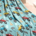 thumbnail image 3 of Light Blue Racing Monster Cartoon Trucks Pattern Blanket,Comfortable Soft Lamb Wool Throw Blanket,All Season,Warm Lightweight Blankets for Sofa Bed Couch Living Room Chair,30"x40", 3 of 4