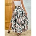 thumbnail image 3 of QINCAO Womens High Waist Smocked Bohemian Long Skirt Elegant Chic Skirt with Belt S-XXL, 3 of 4