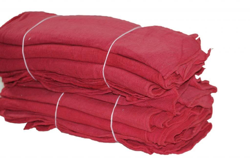 ATLAS 200 Pieces Red Cotton Shop Towel Rags Wiping Floors Machinery Wipers Cleaning Industrial Grade