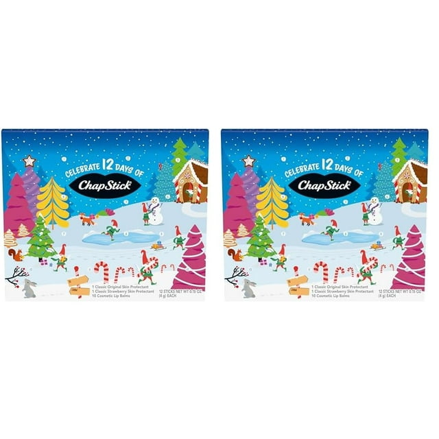 Set de regalo de bálsamo labial con calendario de adviento ChapStick, 12 días, 2 unidades