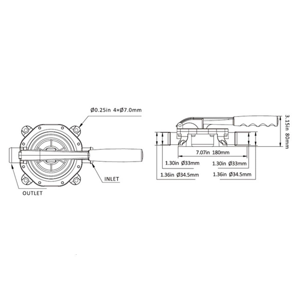 WE-POLUJ Micro Manual Water Pump Hand Drain Pump Portable Self-priming Water Pump Marine Hand Tools for Tight Bilge Spaces